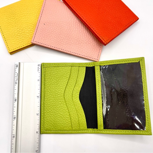 NWOT SLIM-FOLD LEATHER WALLET IN FUN POP COLORS, PERFECT FOR CASH/CARDS, MEXICAN - Picture 3 of 9